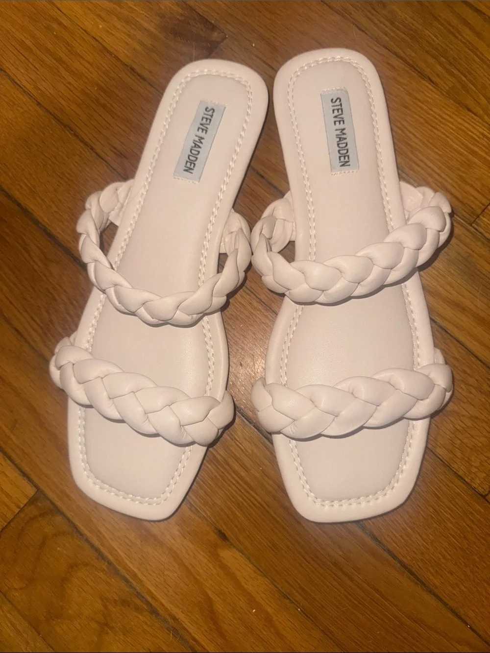 Steve Madden Braided Double-Strap Slide Sandals - White